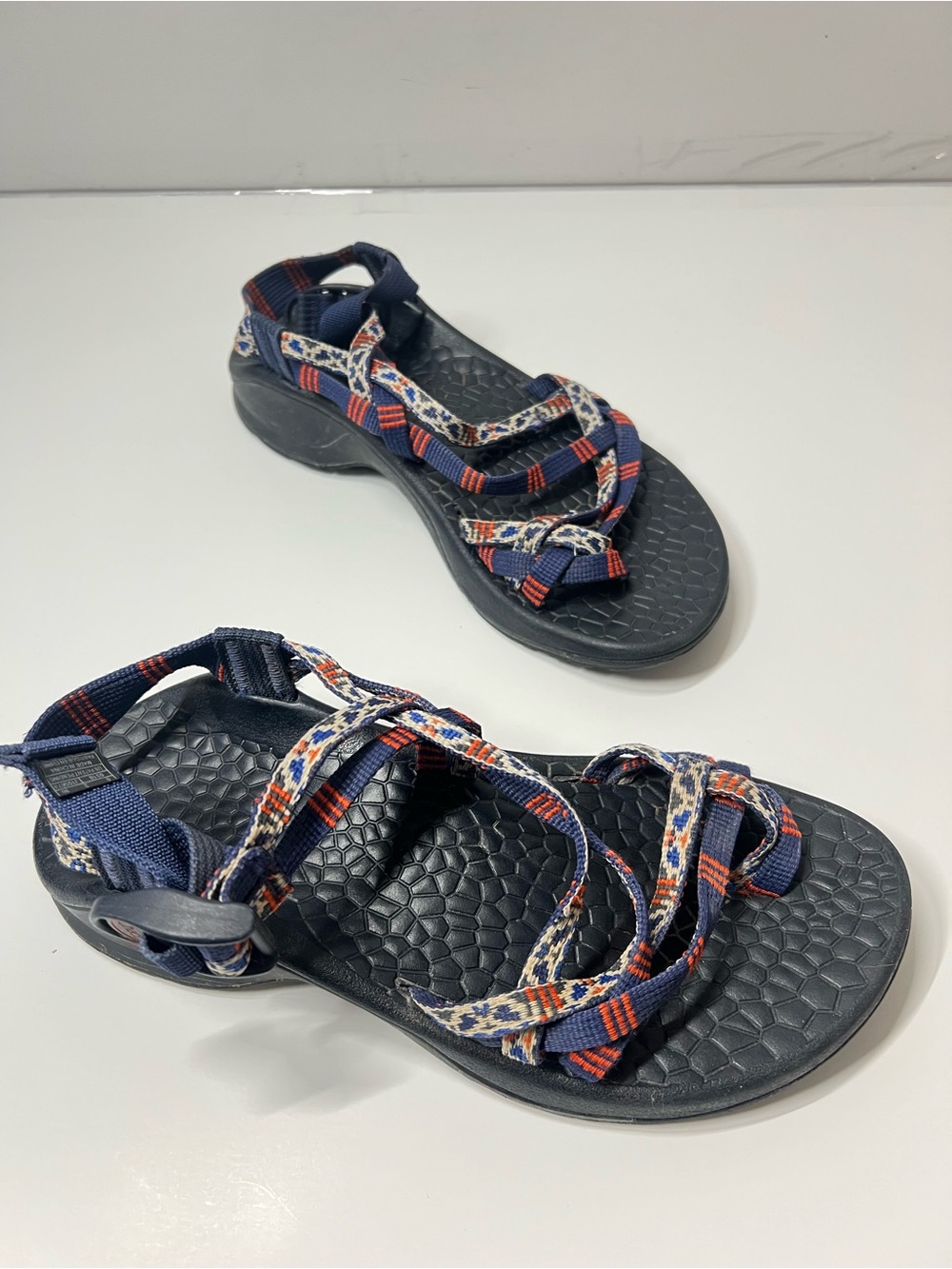 Chaco Z/Cloud Sport Sandals Navy Geometric Webbing Women’s Size 5
